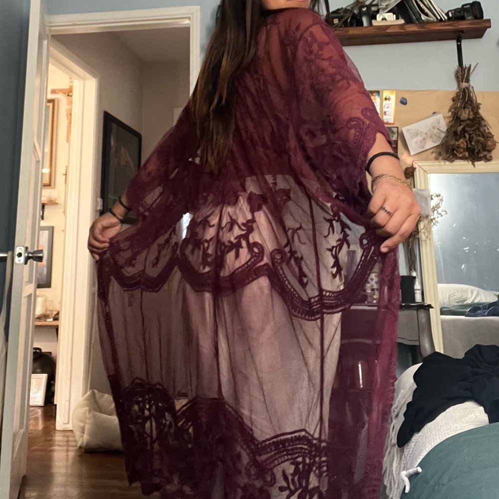 Elegant Sheer Purple Kimono